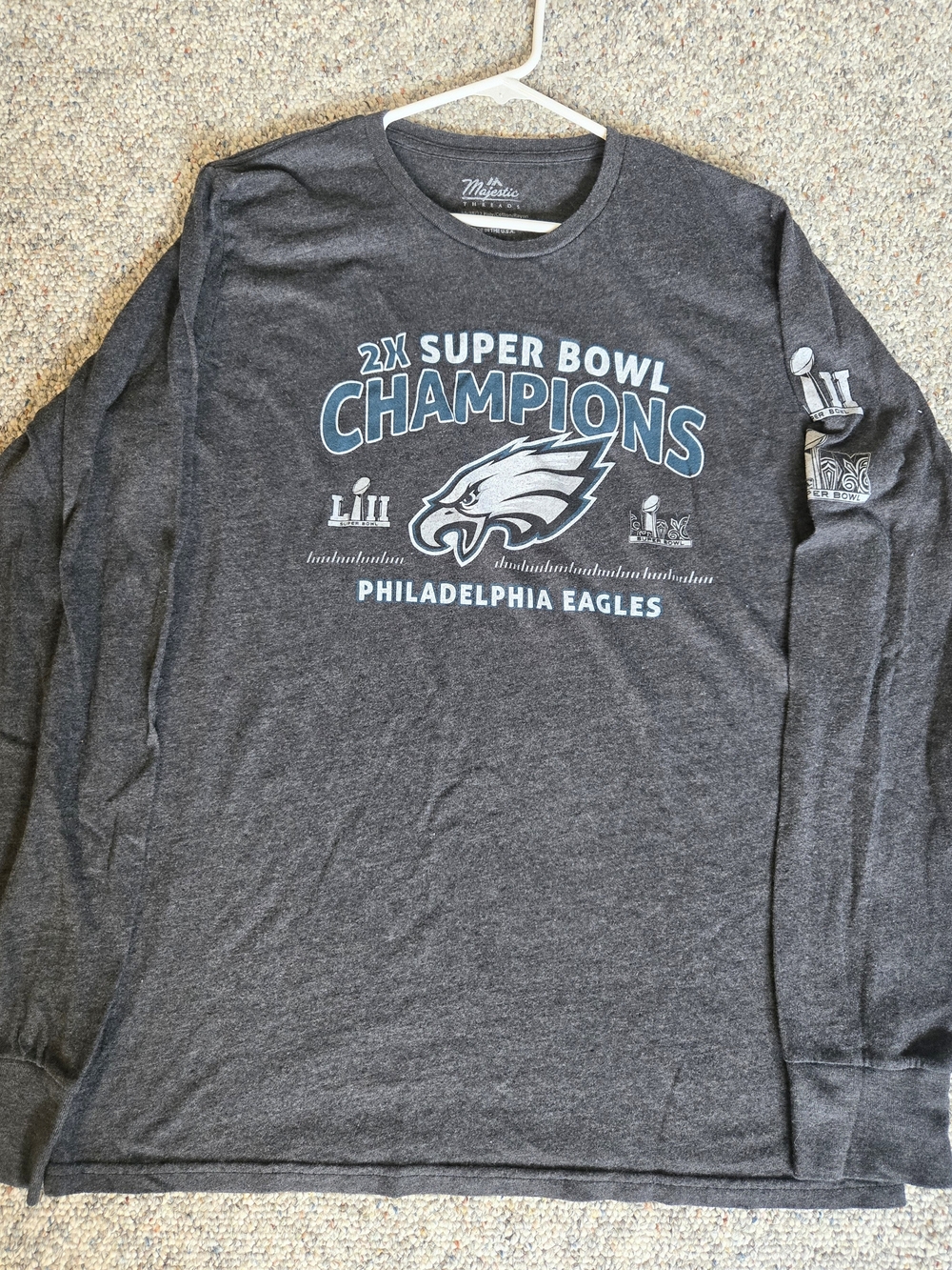Philadelphia Eagles Super Bowl Champions Long Sleeve Shirt - Dark Gray XL